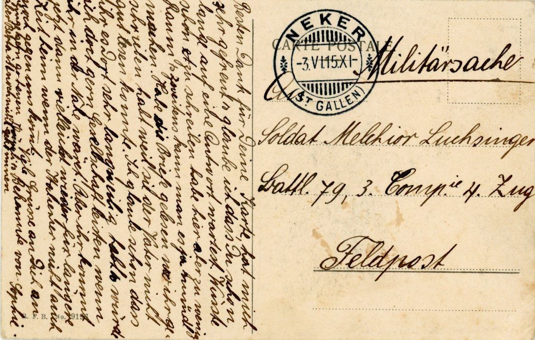 Cartes postales: Necker   SG  -   Alpweide  /  Poststempel:  NEKER    um 1915 – D'occasion à Brig par Valcards54 1