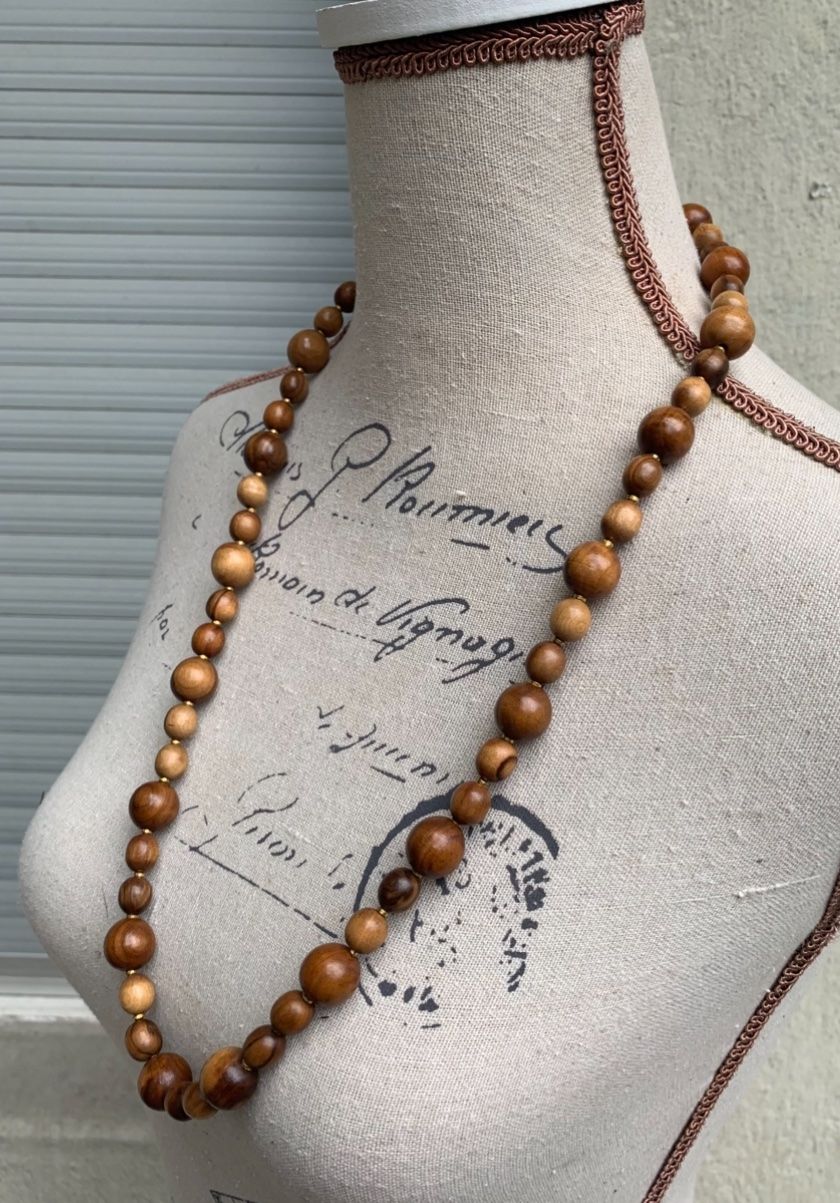 Ketten: Superbe collier en PERLES DE BOIS boules dorées intercalées – Neu (gemäss Beschreibung) aus Martigny von only__you 6