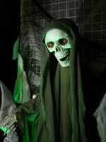EUROPALMS Halloween Figur Skelett mit Umhang, animiert 170cm