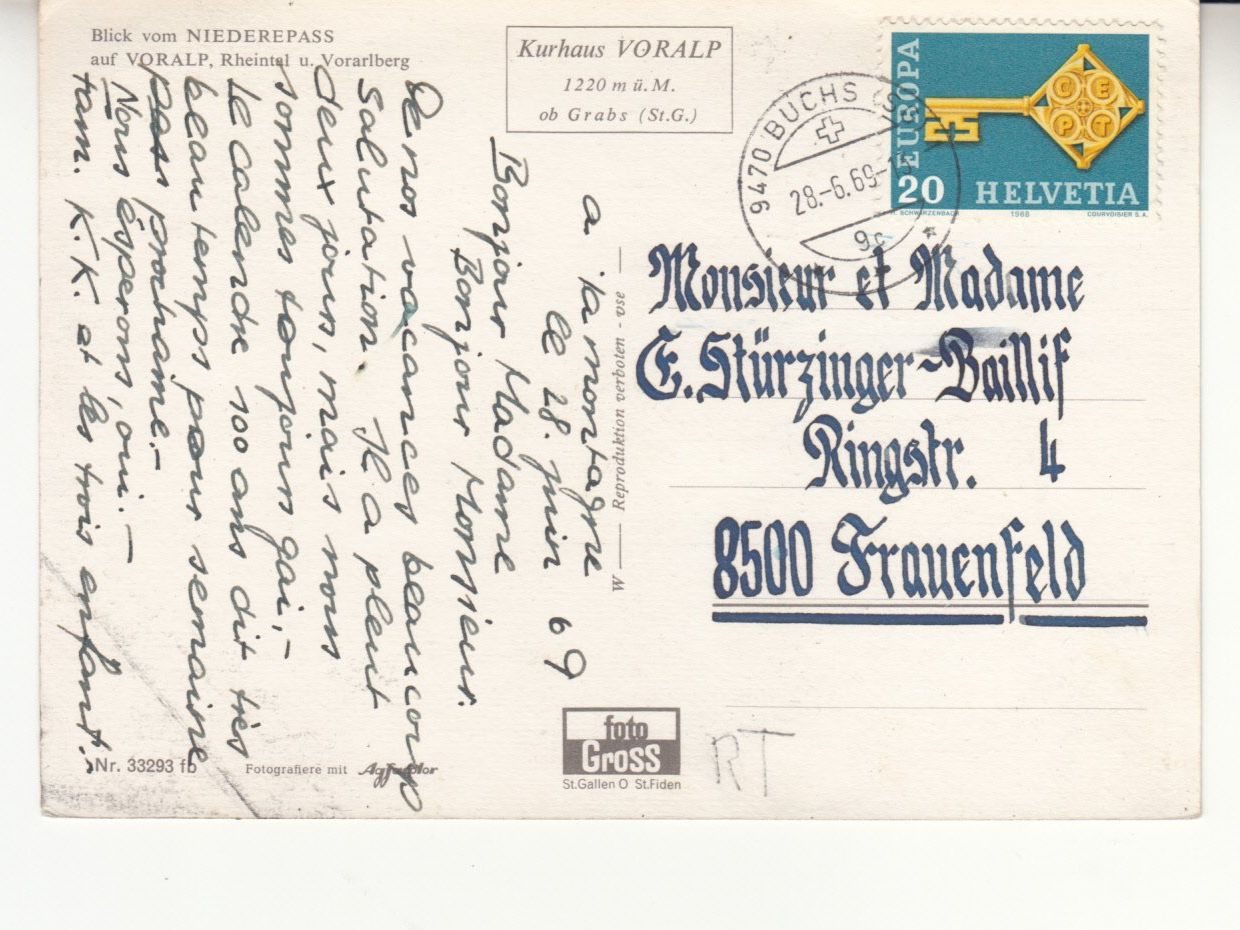 Cartoline postali: Voralp 1969 – Usato da Bürglen TG venduto da StampGraf 1