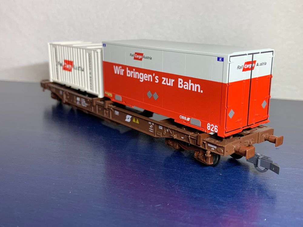 Roco 66632 - Wagon plat porte-conteneurs avec 2 conteneurs Cargo Domino - SBB-CF - Modélisme