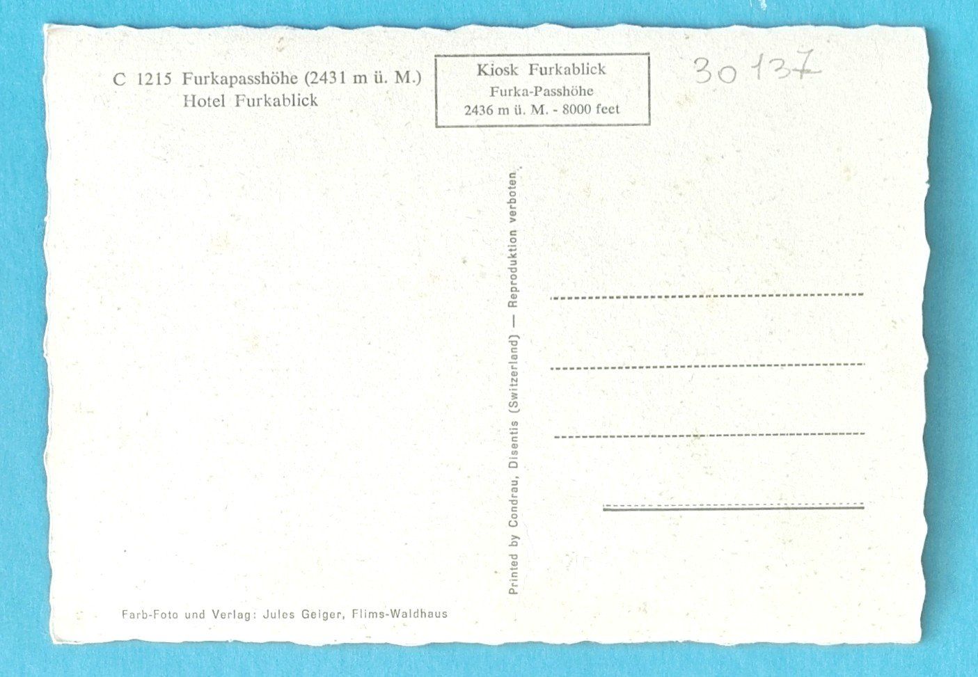 Cartoline postali: Furka - Passhöhe - Hotel Furkablick - Postauto – Usato da Rothrist venduto da RROENK 1