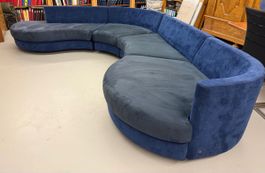 Rundsofa blau Stoff Rolf Benz Alcantara