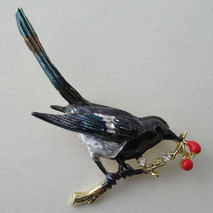 Broschen & Nadeln: Elster Vogel Broschen Emaille mit Strass – Neu (gemäss Beschreibung) aus Stein am Rhein von Vitrum8260