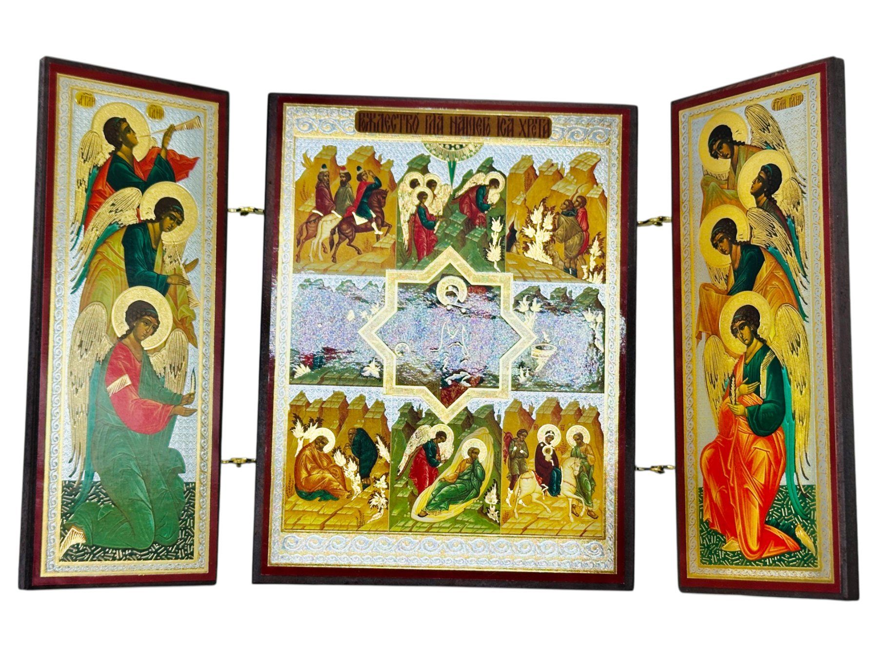 Dipinti: Triptyque orthodoxe bois représentant la Sainte Annonciation – Usato da Morges venduto da sauveurdetresors 3