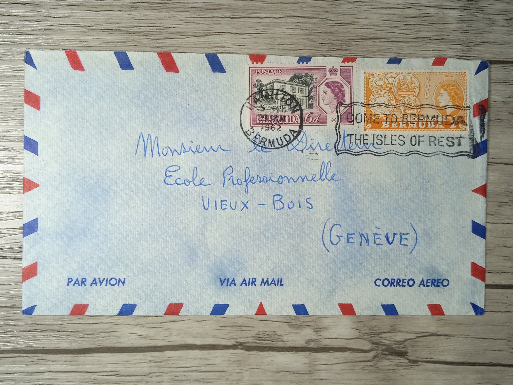 Alle Briefmarken: TR45 Enveloppe + Timbre Bermuda 1962 – Gebraucht aus Cousset von Patrick_Collections