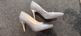 Glitzernde silberne Pumps Jenny Fairy – Gr. 36 (Absatz 8 cm)