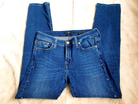 7 FOR ALL MANKIND 27 PYPER CROP SLIM GLITZER HOSE JEANS TOP