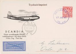 Schweden Erstflüge 1951, 1953,  2 Karten mit Erstflugstempel