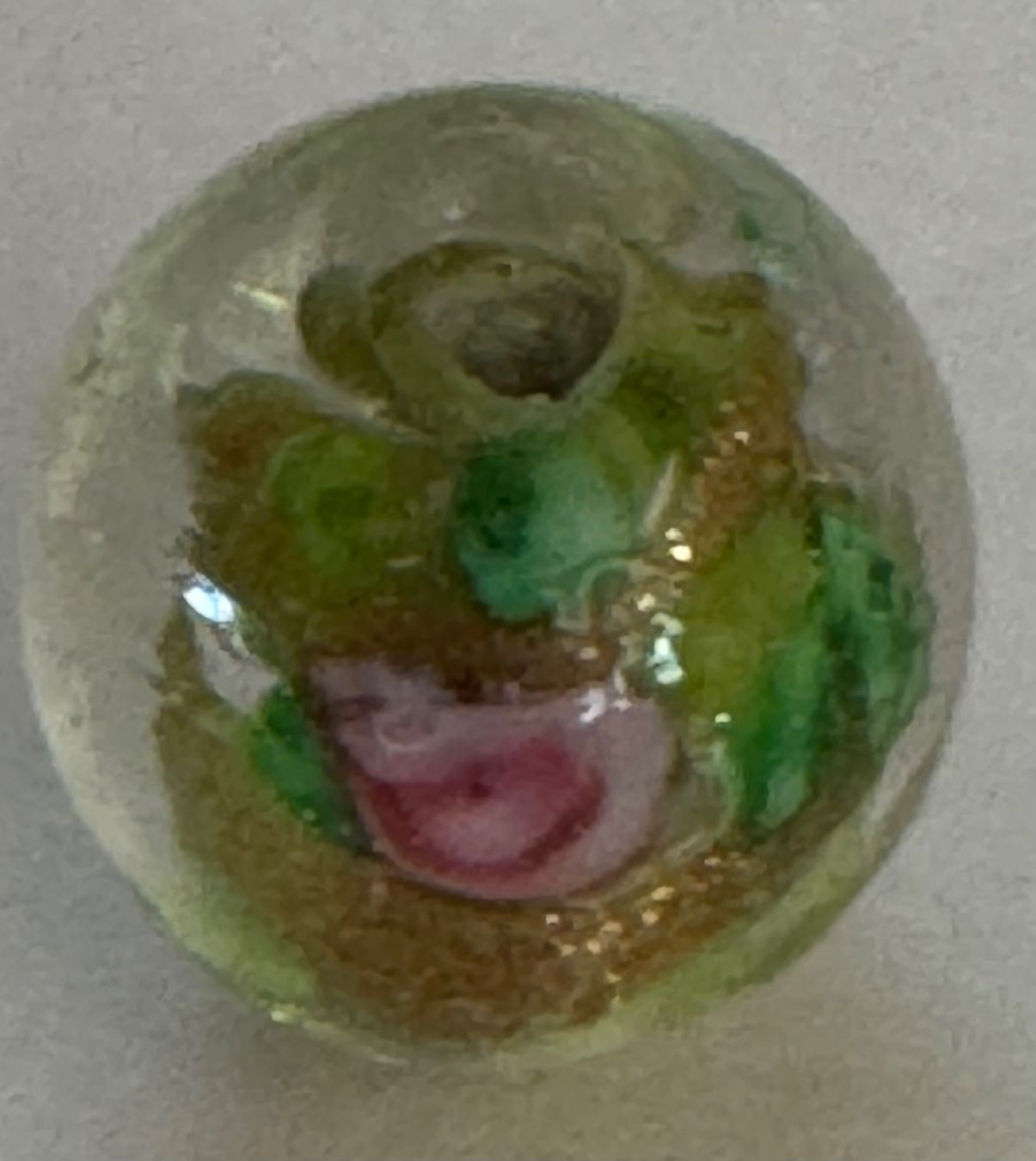 Perlen (unechte): Glasperle mit Rose Lampwork Original aus Australien 1984 – Gebraucht aus Grabs von Dekostuebli 1
