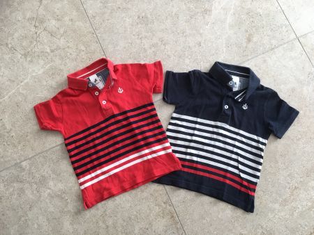Colles Poloshirt Gr. 110, Palomino, rot/blau gestreift Anker