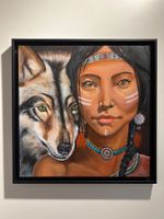 peinture à l’huile sur bois 58x58cm