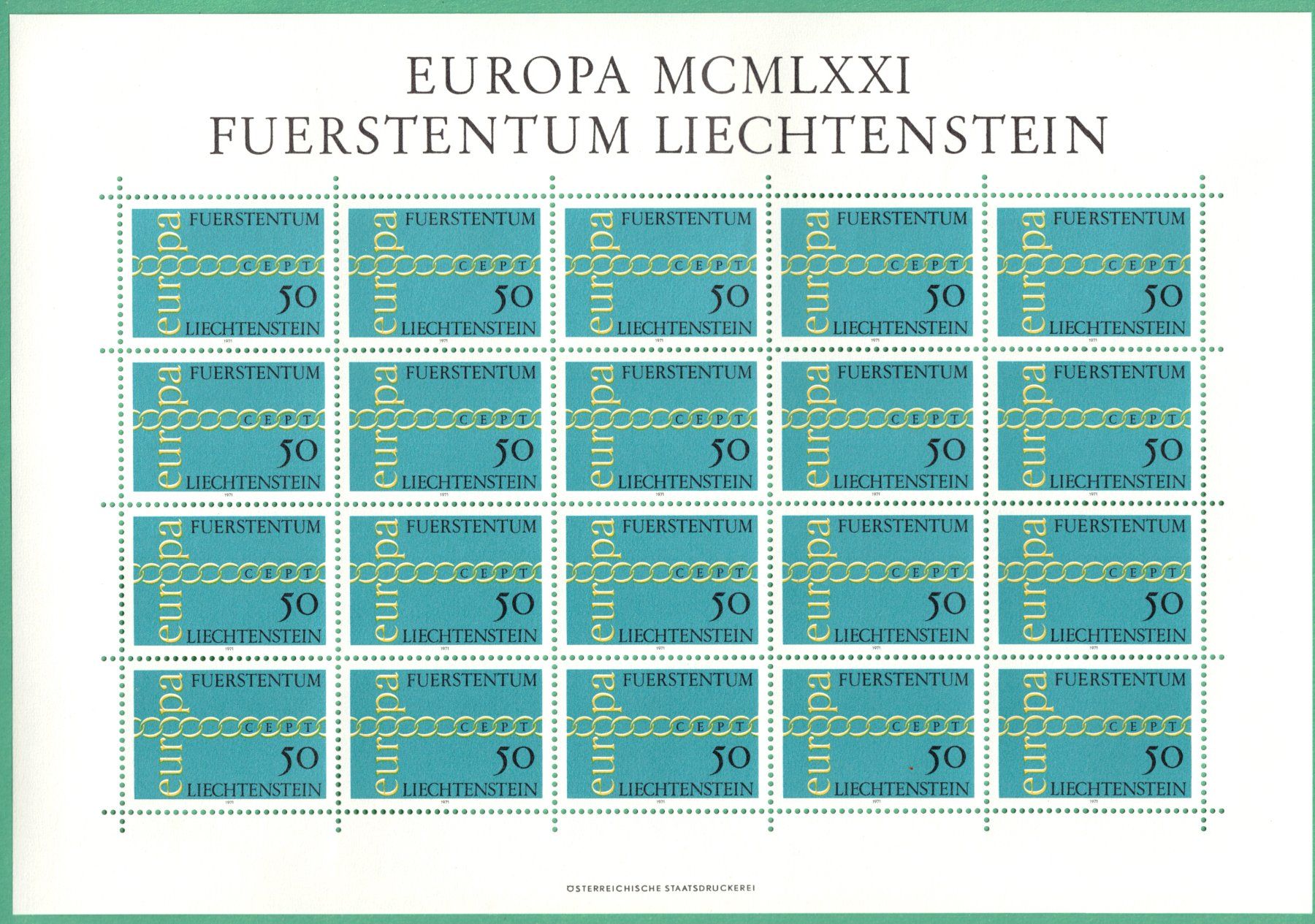 Tutti i francobolli: Bogen  EUROPA  1971   postfrisch – Usato da Mellingen venduto da Ginger