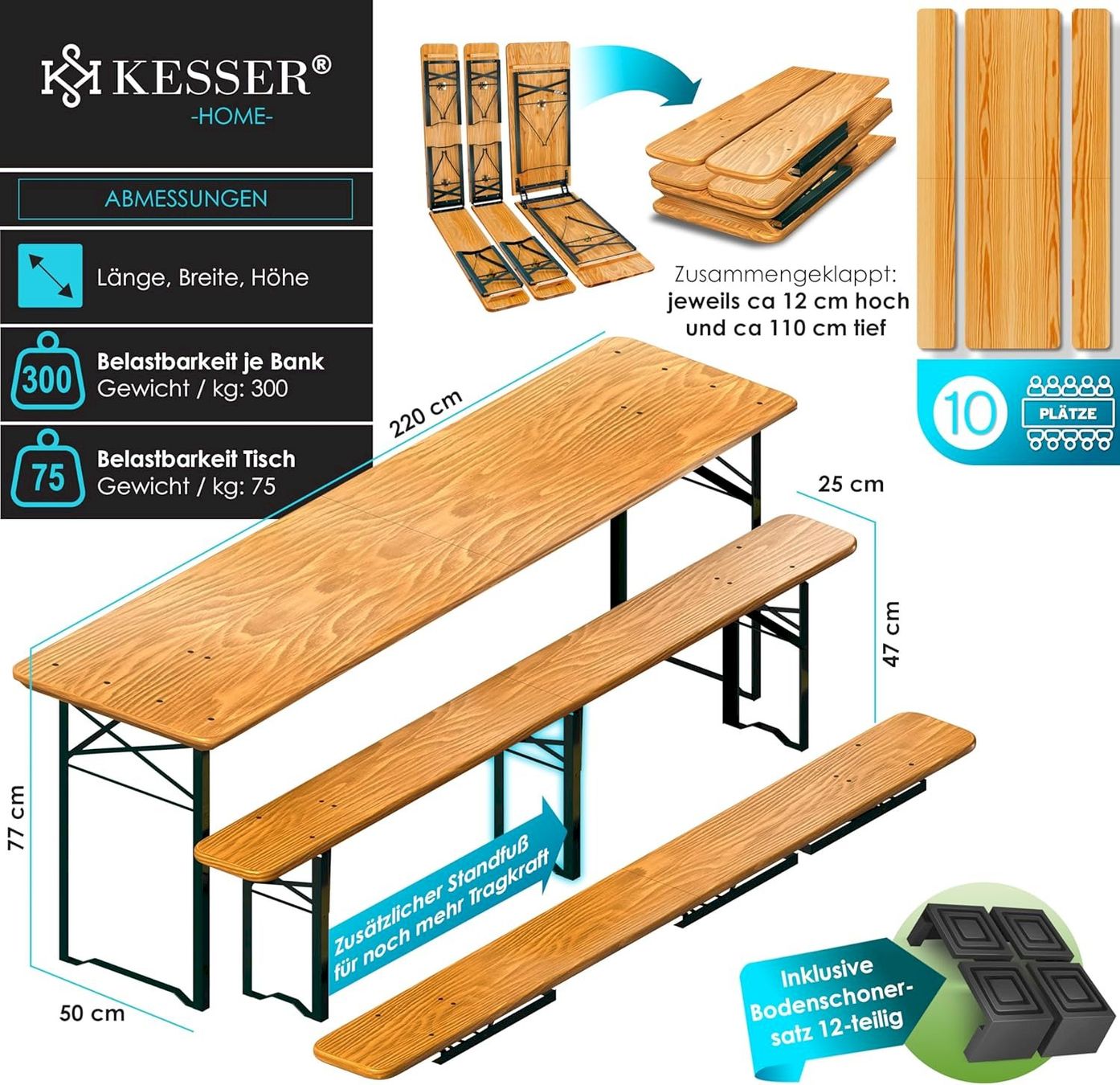 Salotti da giardino: Bierzeltgarnitur 3-Tlg 220x50x77cm – Nuovo e nell'imballaggio originale da Bottighofen venduto da zaap 7