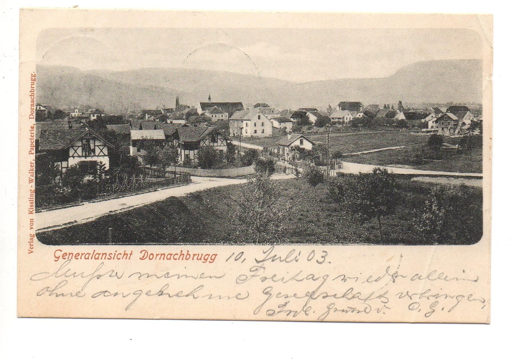 Cartoline postali: DORNACHBRUGG Generalansicht 1903 – Usato da Jona venduto da philajona