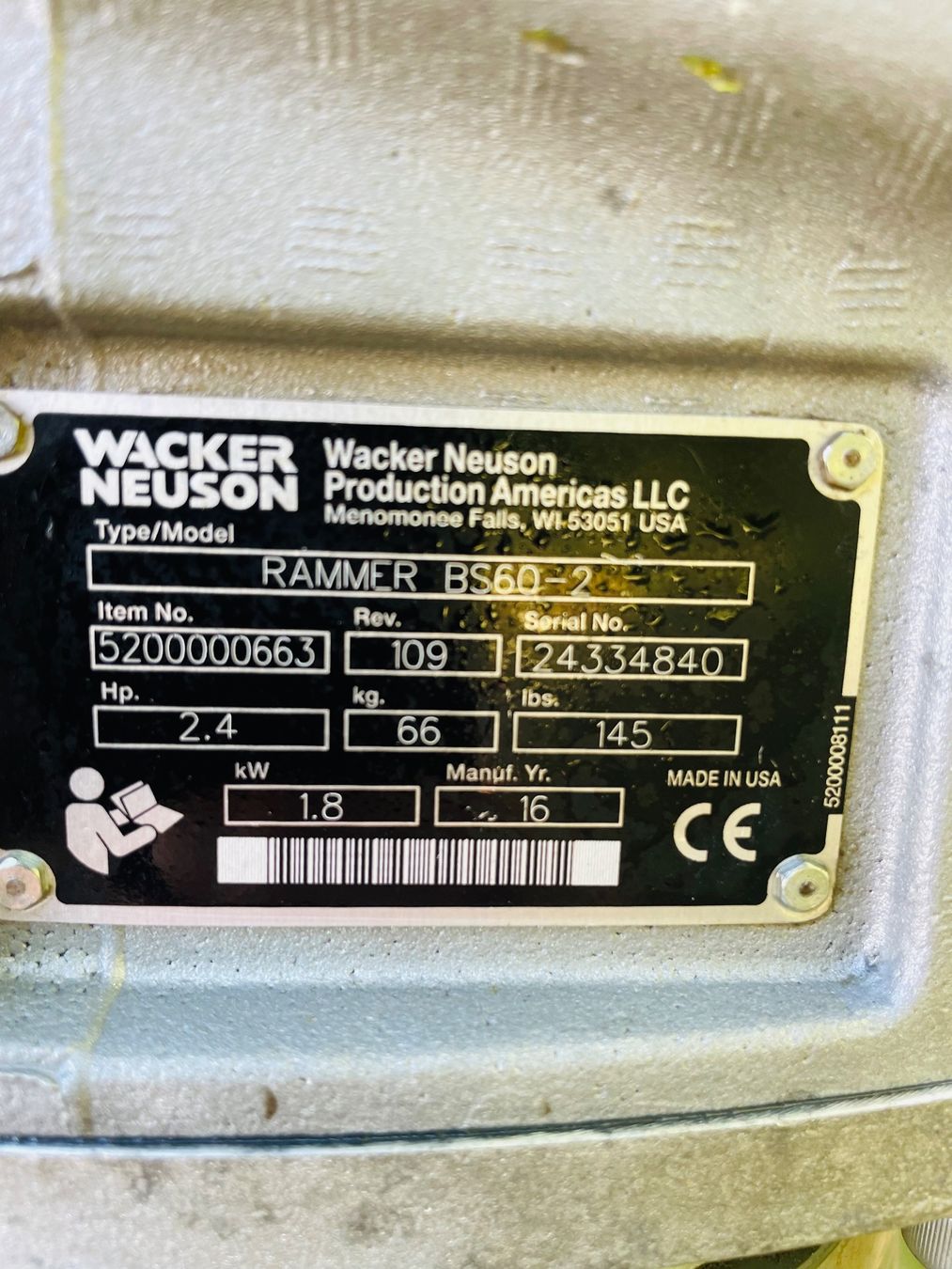 Wacker Neuson Escavatori: Grabenstampfer Wacker Neuson BS 60-2 – Usato da Dietikon venduto da L.L_GmbH 7