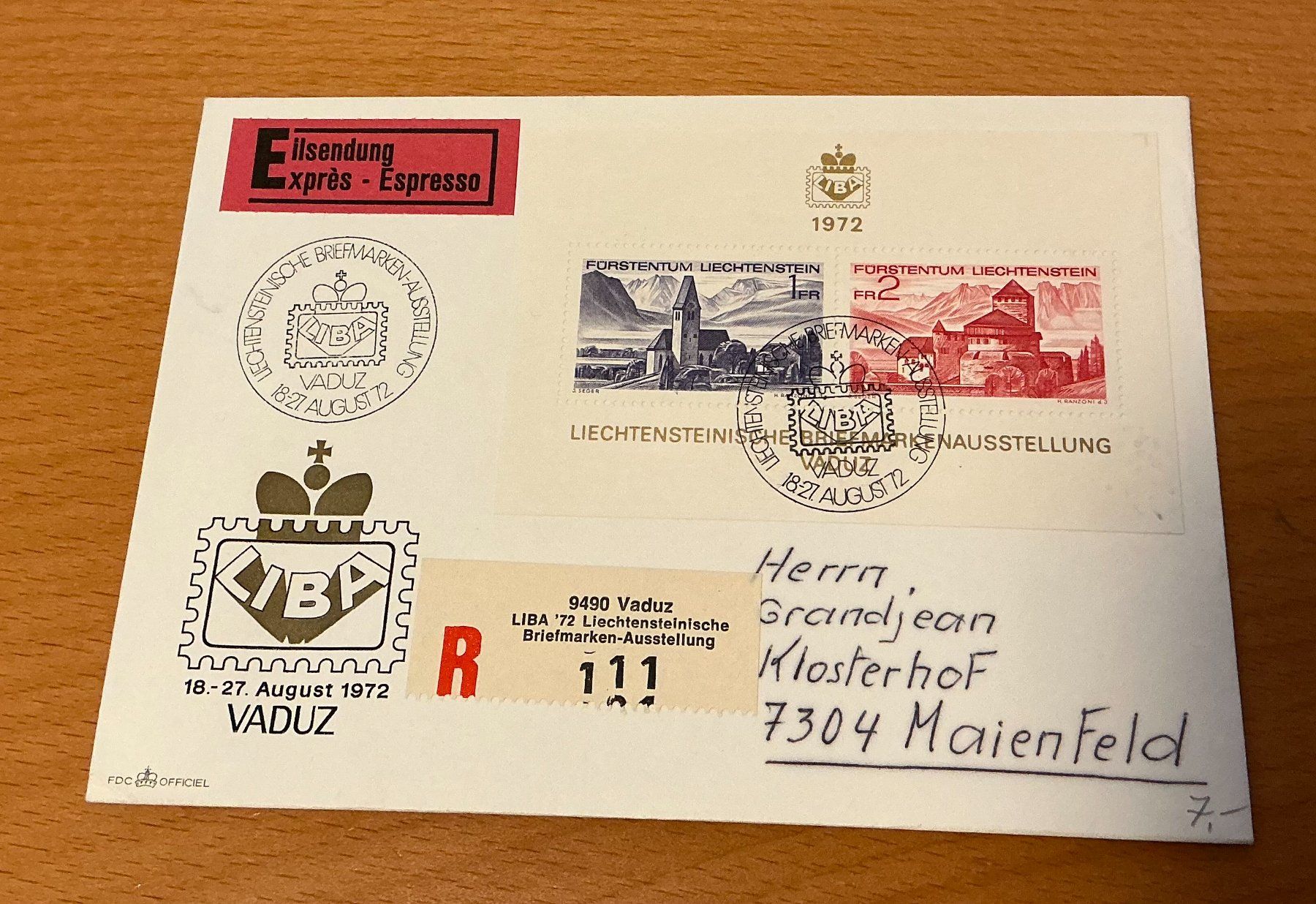 Tous les timbres: 1 Vaduz Einschreiben – Neuf (Voir description) à Koblenz par Markenhimmel