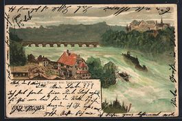 Schaffhausen, Partie am Rhein, Reklame T