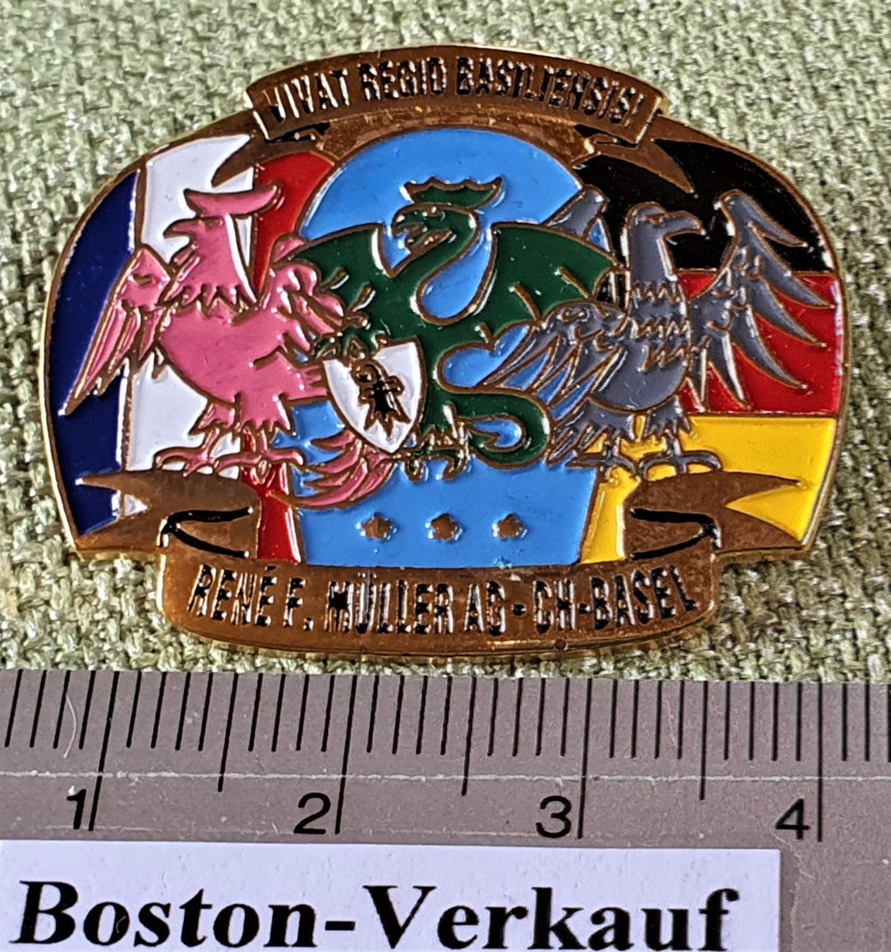 Tutti i francobolli: E552  Regio Basel Pin 3 Ländereck F/D/CH – Usato da Reinach BL venduto da Boston-Verkauf 1