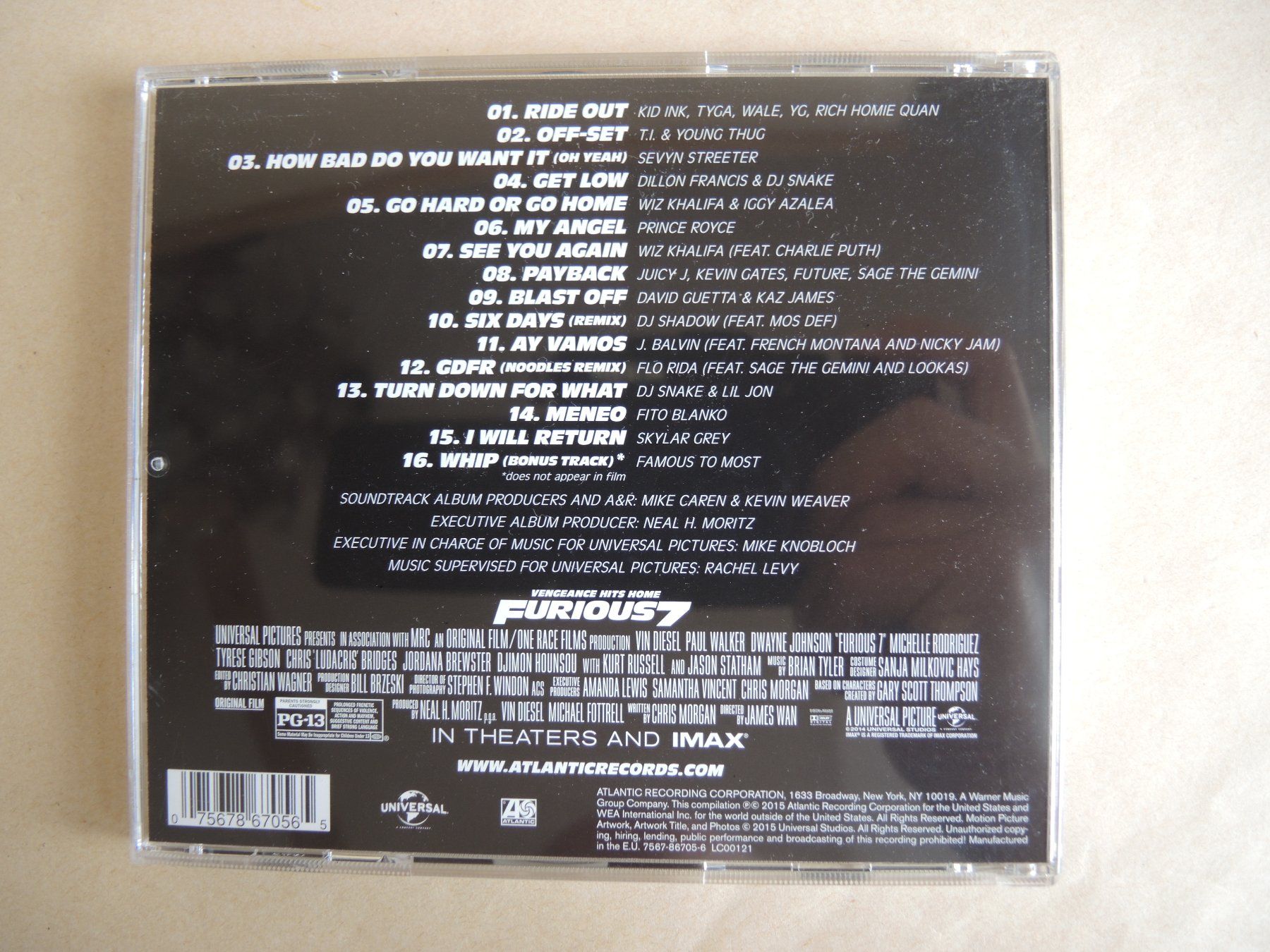 CD: Furious 7 Soundtrack CD - Original Motion Picture – Usato da Rorschach venduto da maeck8 2