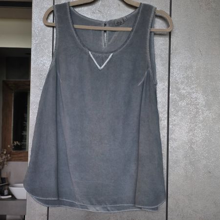 🐸 NILE TOP AUS 100% SEIDE M SEIDENTOP GRAU