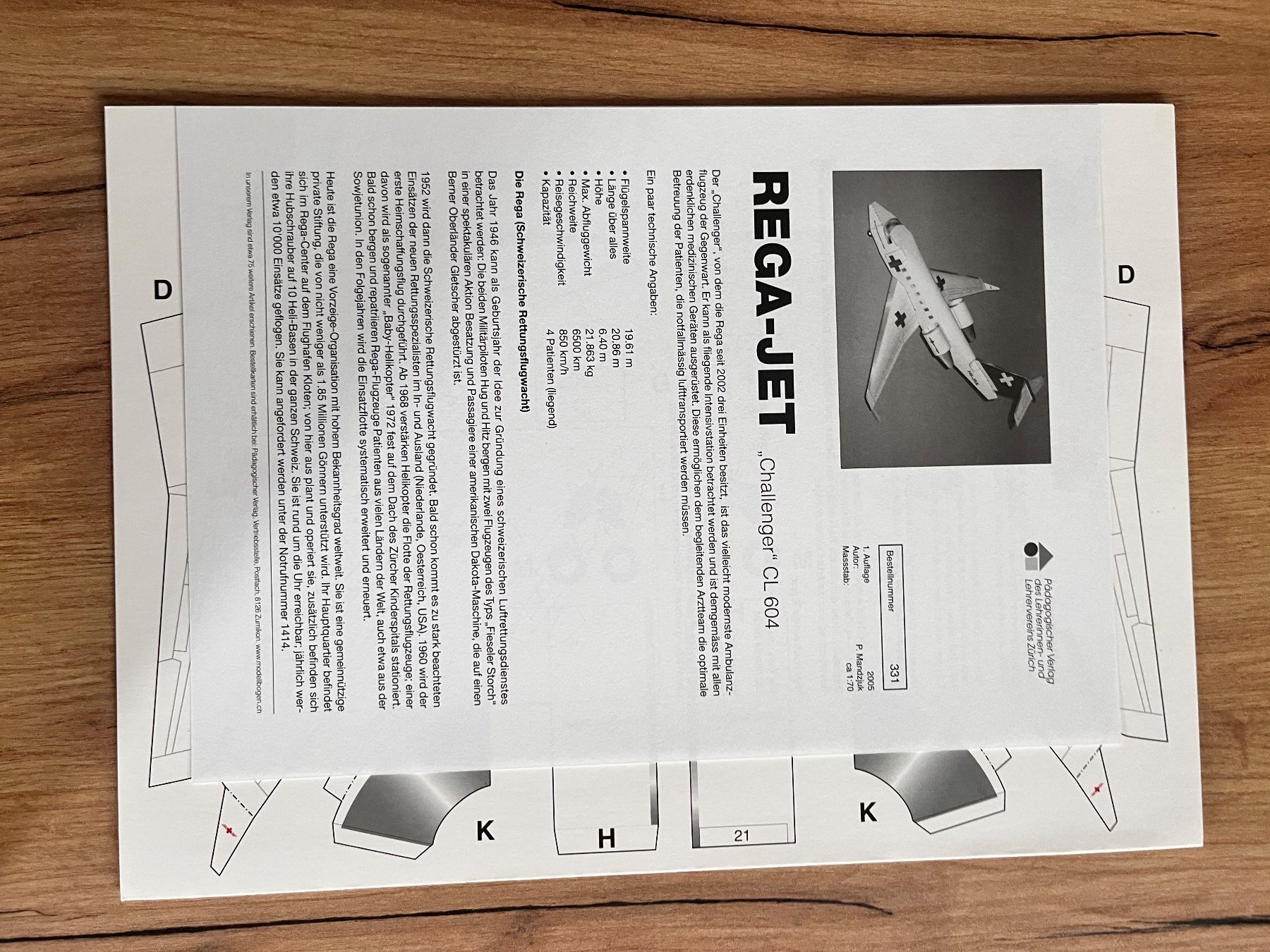 Kit bricolage: 1 Modellbogen Pädagogischer Verlag Rega Jet – Usato da Büsserach venduto da bor_s88m