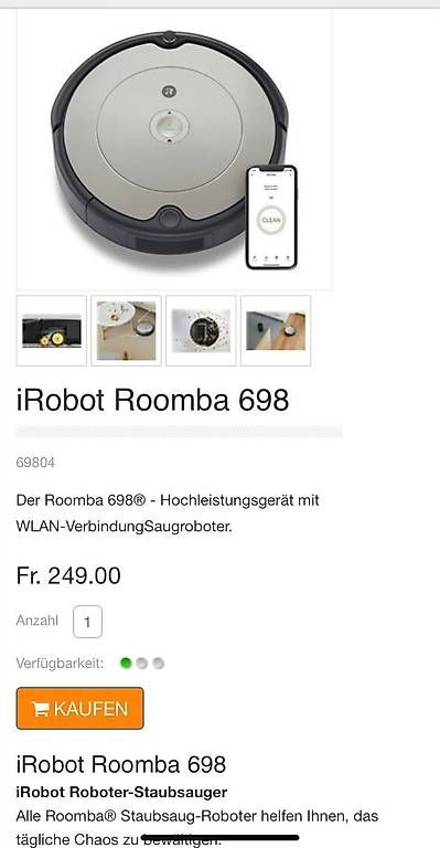 Staubsauger & Zubehör: iRobot Roomba 698 saugroboter – Gebraucht aus Dübendorf von Hatii 2
