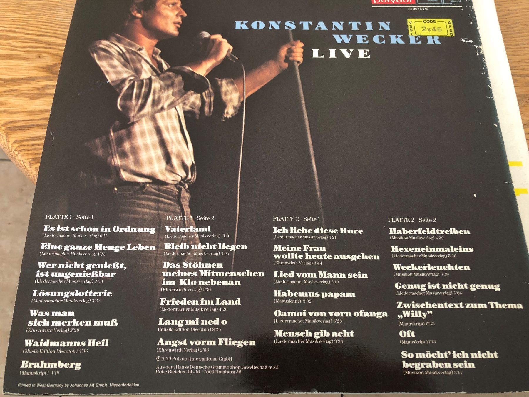 Schallplatten: Konstatin Wecker Live – Gebraucht aus Thierachern von Dotilaso 1