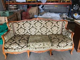 Antikes Sofa, Vintage, 3-Sitzer, grün gemustert