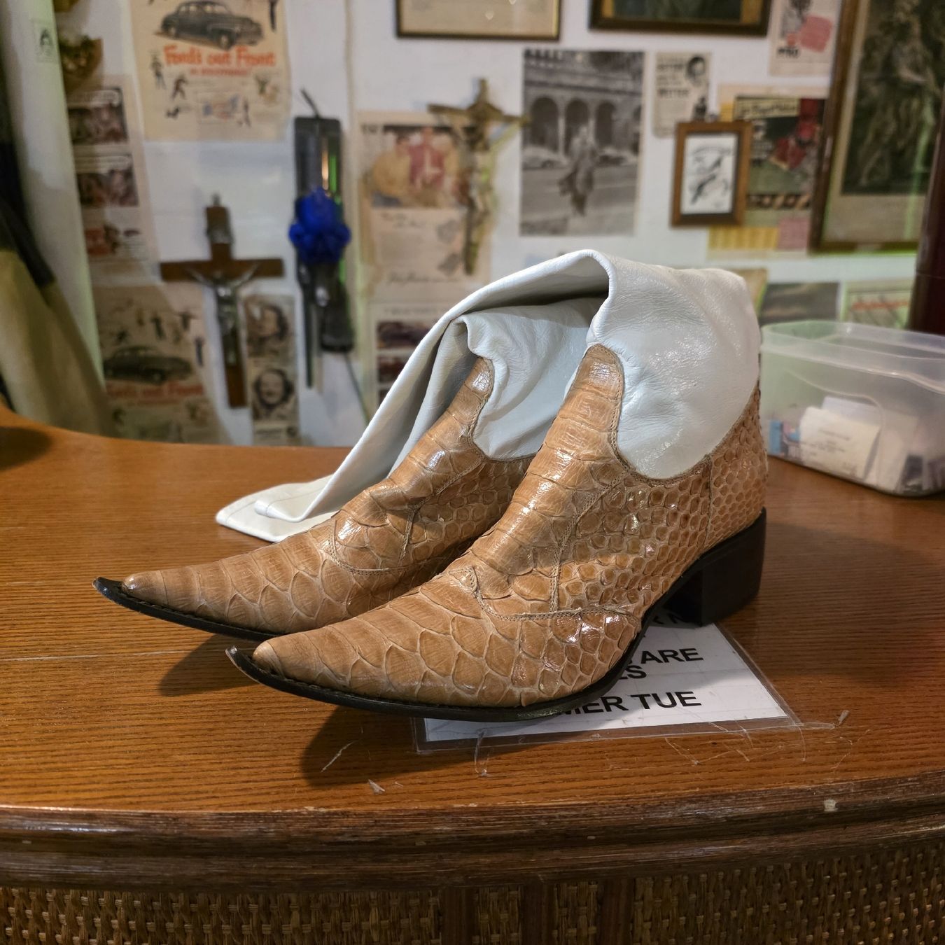Scarpe da donna: Gianni Barbato Y2K Bottes Python & Cuir Blanc 38 – Usato da Etoy venduto da Vinylafrime