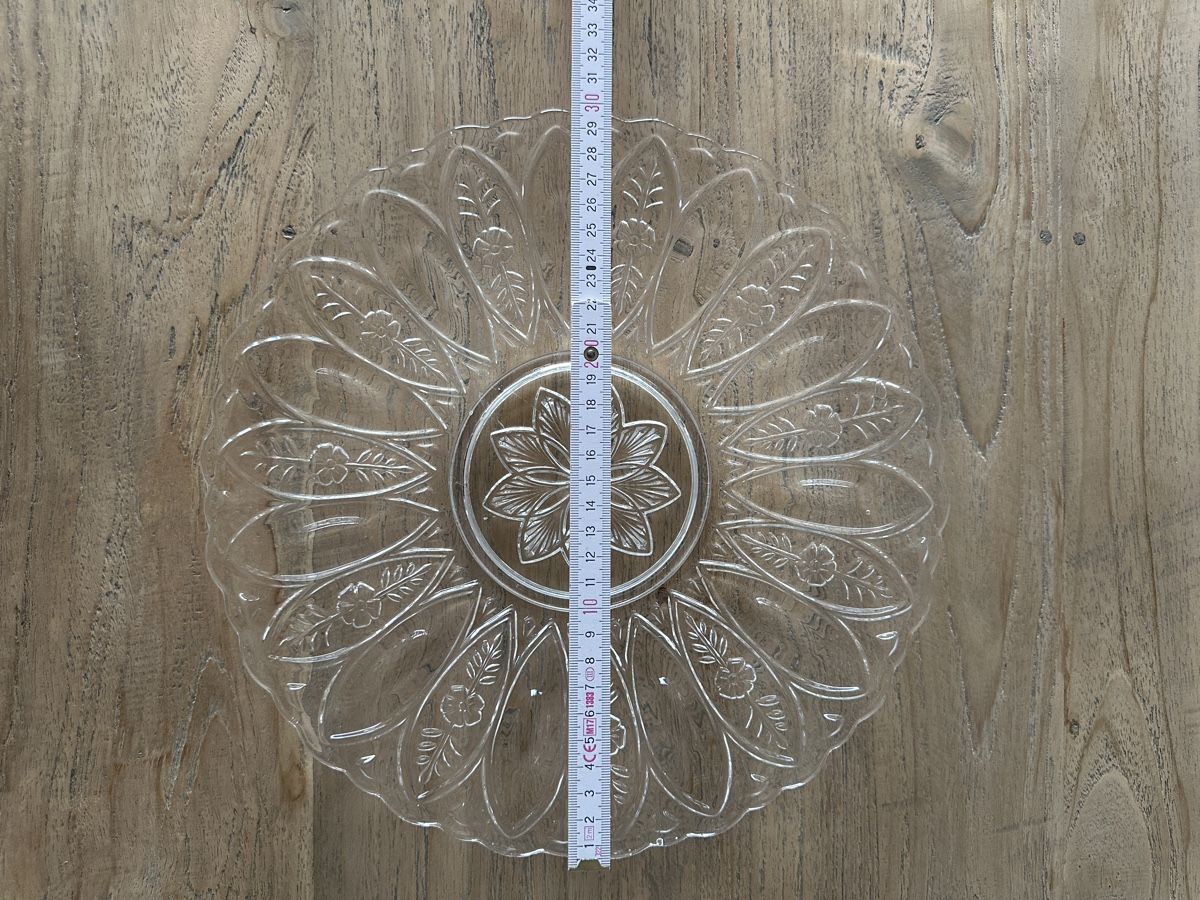Piatti di portata: Glasplatte / Servierplatte mit Blumenmuster – Usato da Zürich venduto da phos.arch 2