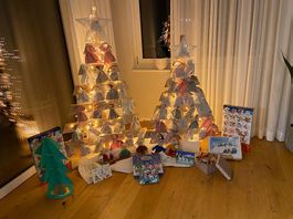 2 Adventskalender aus Holz  inkl. 48 Säckchen