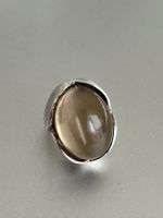 Vintage 925 Silber Ring mit Rauchkristall, Perli: 55-56