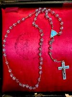 Rosenkranz mit Kreuz, 800 Silber, blau emailliert✨🙏unikat!