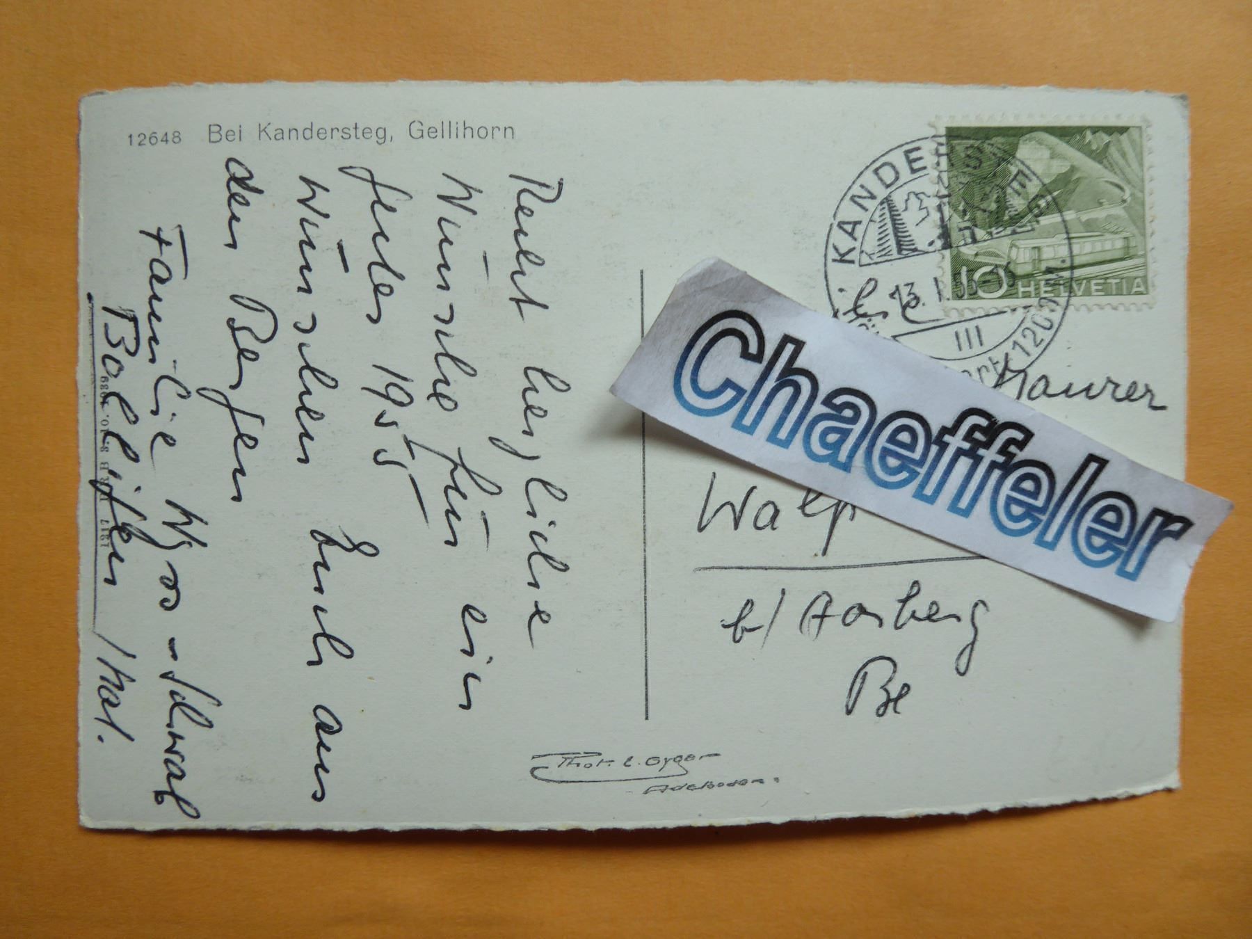 Cartoline postali: Bei Kandersteg. Gellihorn – Usato da Zürich venduto da Chaeffeler 1