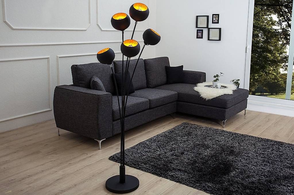 Lampade: Stehleuchte Lava 170cm schwarz gold – Nuovo e nell'imballaggio originale da Winterthur venduto da aredo 2