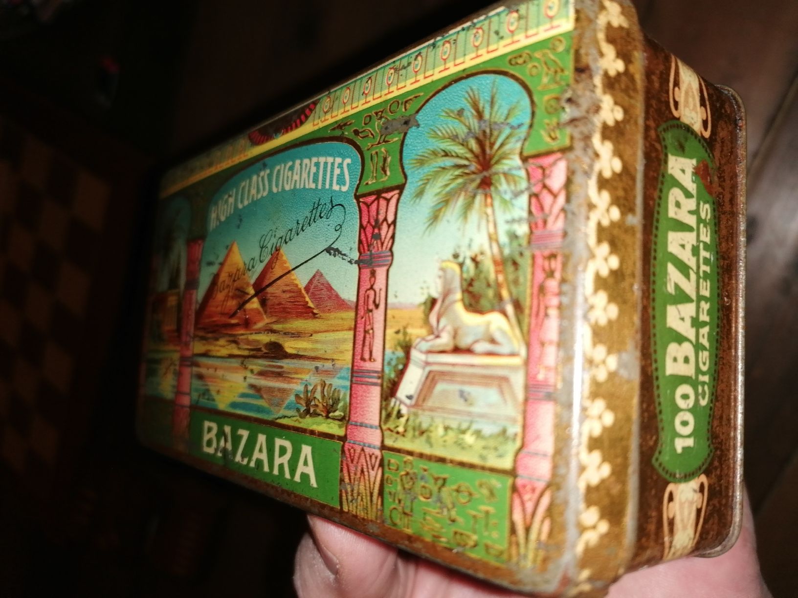 Tabacchi: Antike Blechdose Bazara 100 Zigaretten. Ca. 1910-20 – Usato da Zürich venduto da Tin4Life 2