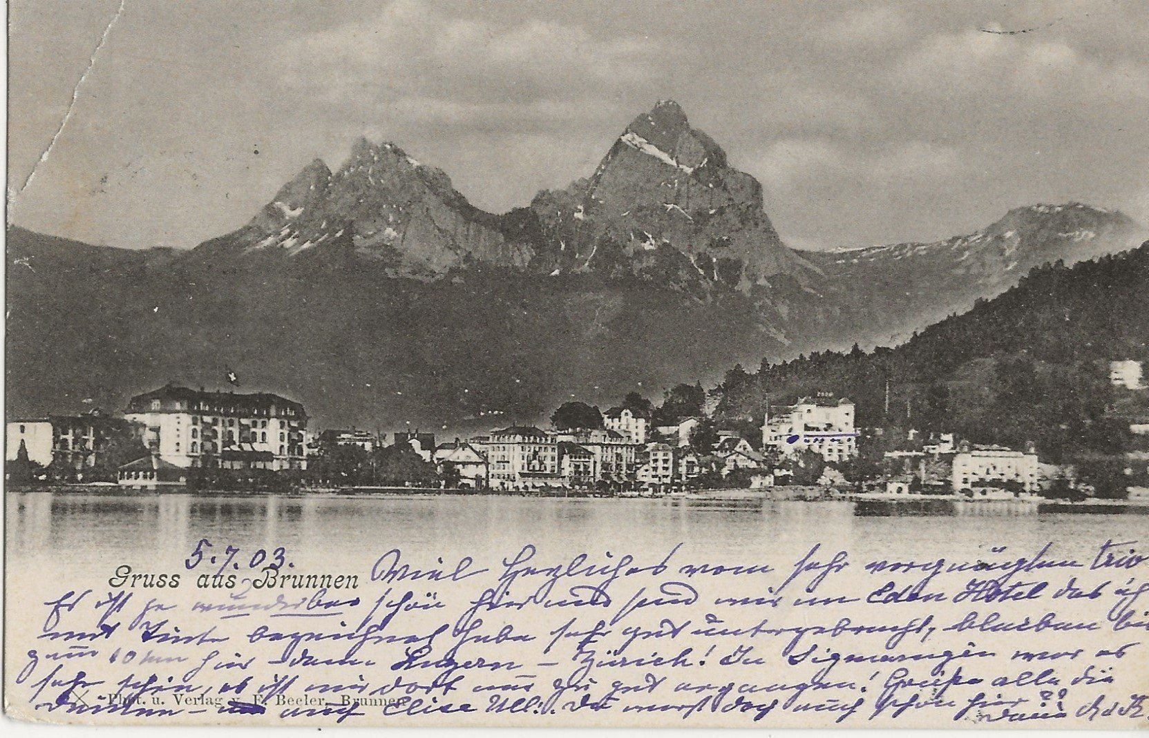 Cartoline postali: Gruss aus Brunnen, 1903 – Usato da Frauenfeld venduto da Merk52