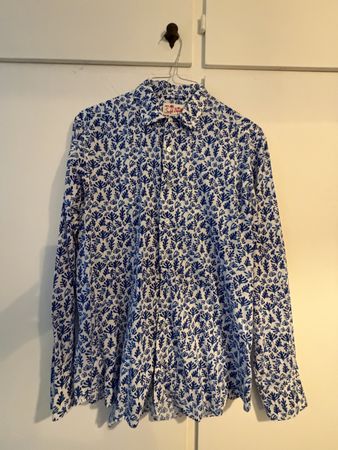 Camicia Saint Barth MC2 Cotone Bianco Blu Fantasia Taglia M