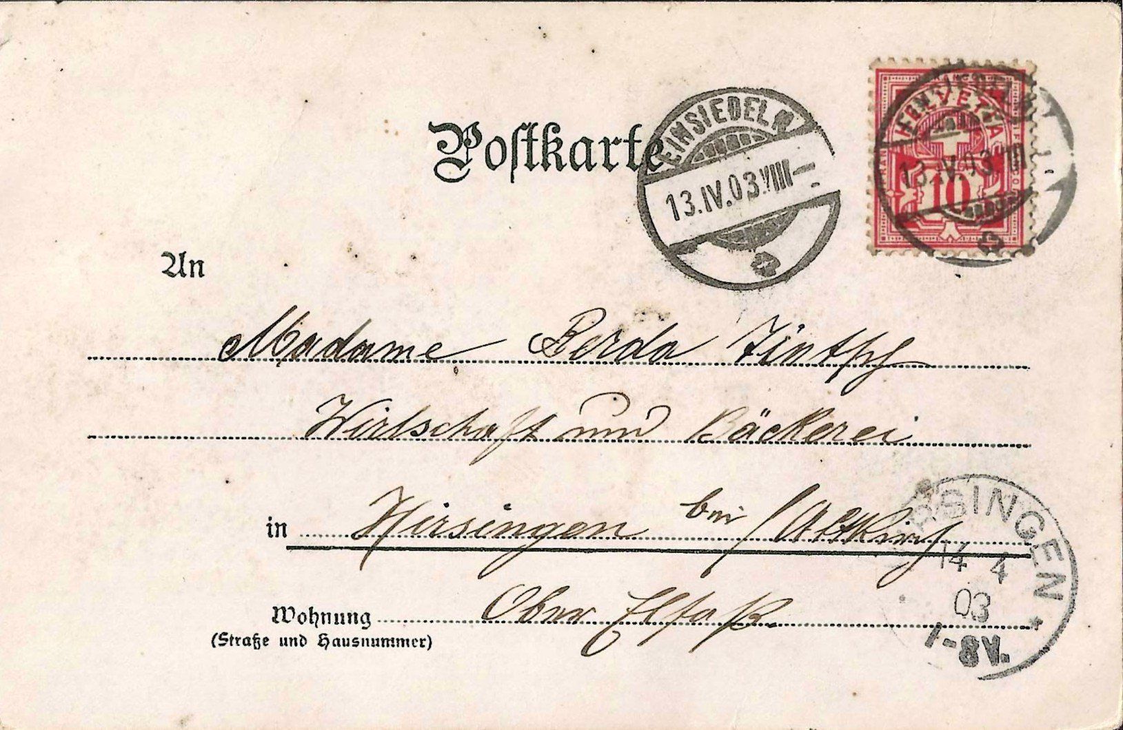 Ansichtskarten: Karte Einsiedeln 1903 – Gebraucht aus Zürich von Philacat11 1