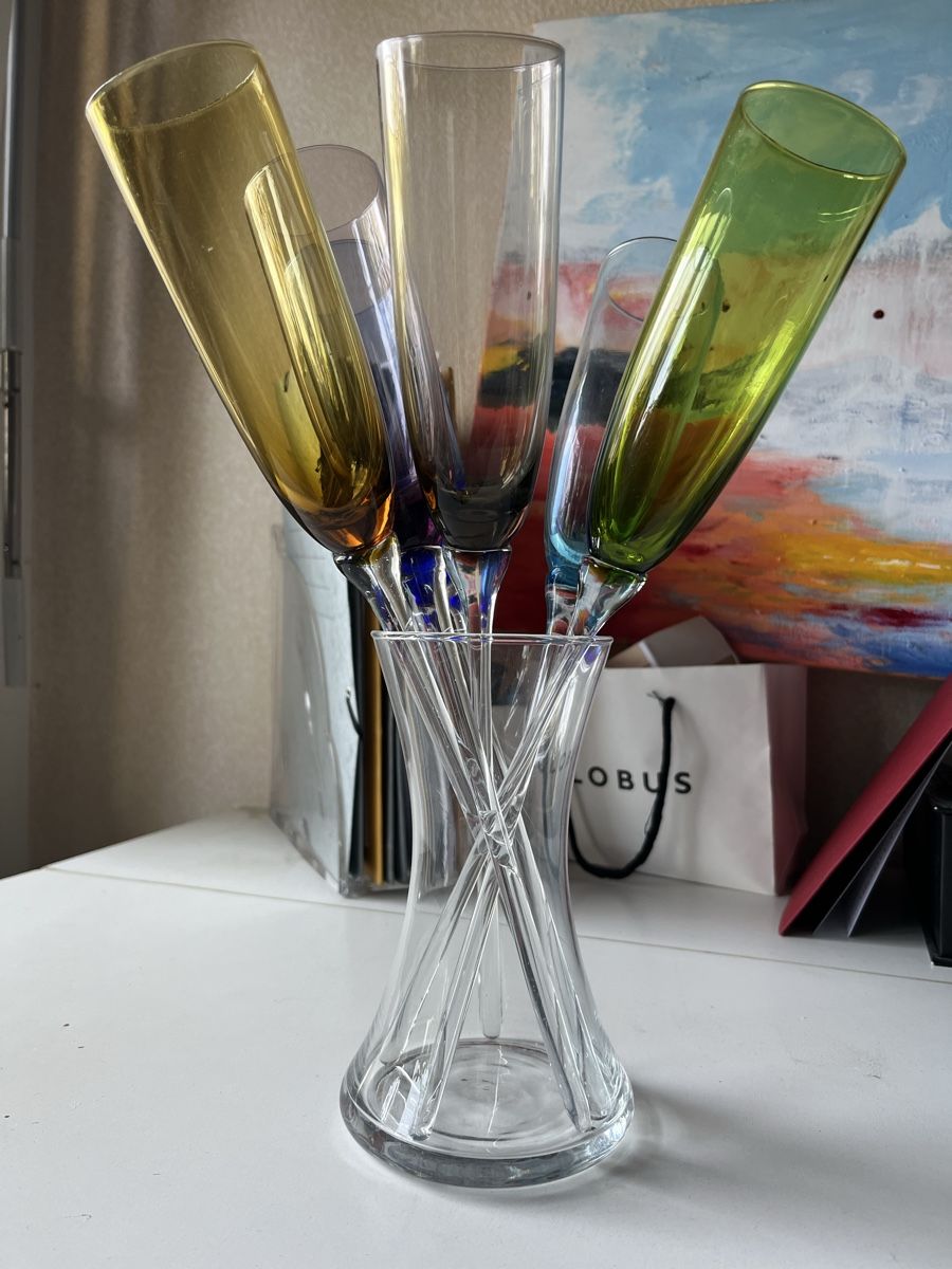 Gläser: 6 Flutes Assorties + Vase set new – Neu (gemäss Beschreibung) aus Chêne-Bougeries von Seetooyoo 9