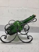 Flaschenständer Metall mit grüner Glasflasche guter Zustand
