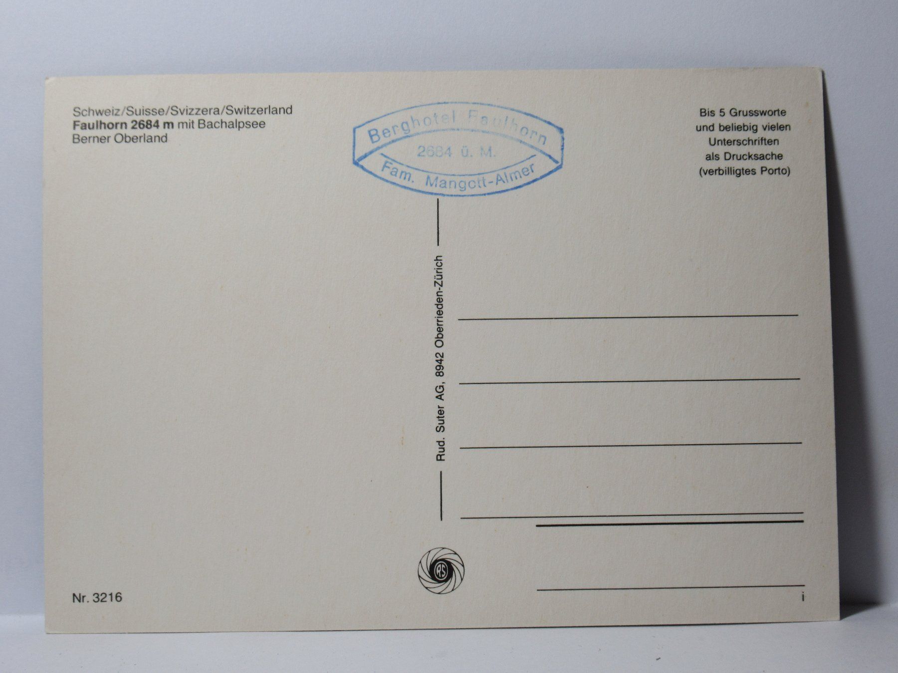 Cartoline postali: Faulhorn . Hotel – Nuovo (secondo la descrizione) da Grenchen venduto da Bluemchen1900 2
