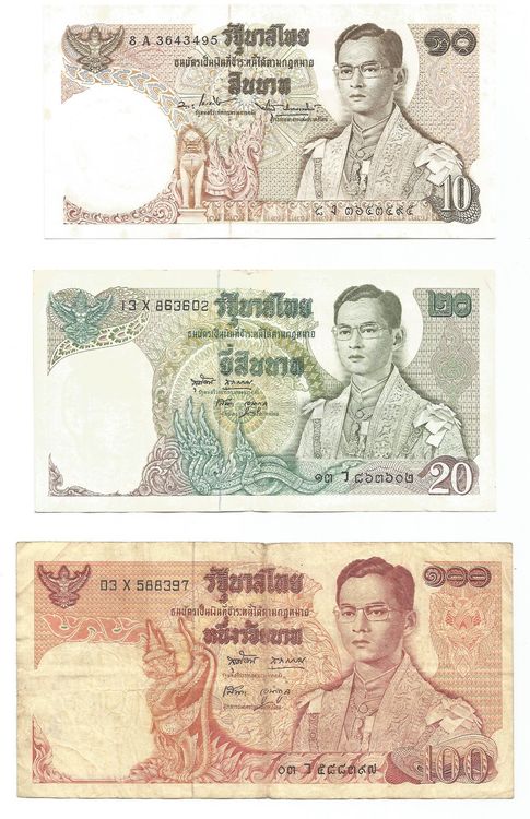 Banknoten Thailand 10 + 20 + 100 Baht (Gebraucht) in Gossau SG für CHF ...