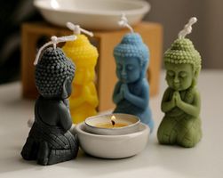Set mit 2 Silikonformen zur Herstellung von Buddha-Kerzen