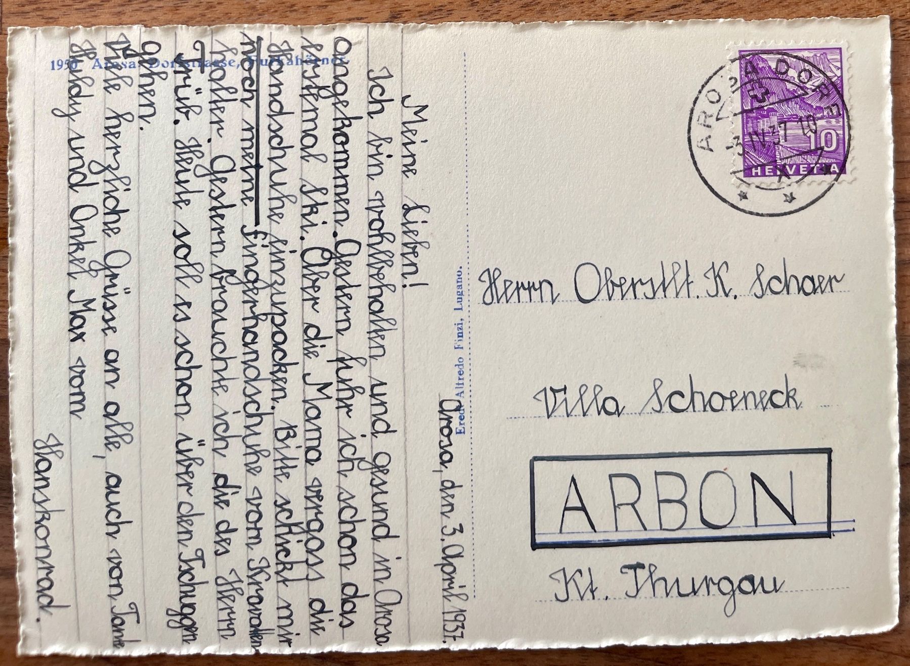 Cartoline postali: AROSA - Dorfstasse 1937 – Usato da Lutry venduto da Ediego 1