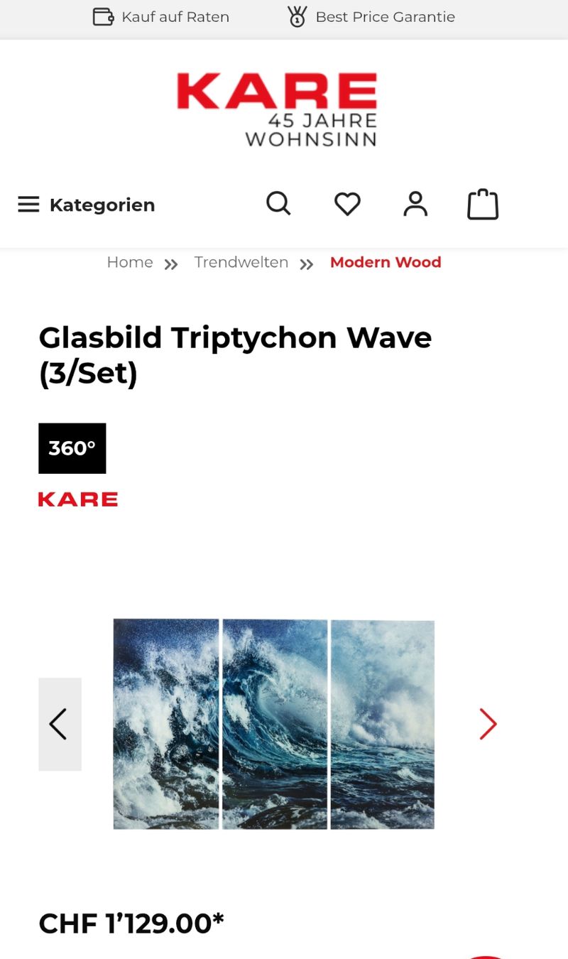 Foto & Immagini: Glasbild Triptyhon Wave 3/set – Usato da Olten venduto da wys_5vkv 1