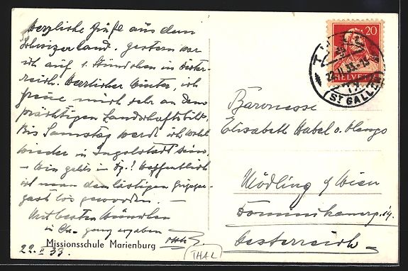 Cartes postales: AK Thal, Missionsschule Marienburg, 1933 – D'occasion à Berlin par bartko-reher 1