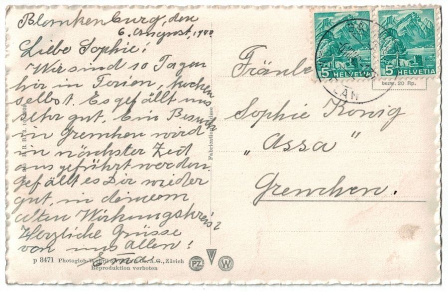 Cartoline postali: Zweisimmen, gelaufen 1940 – Usato da Frauenfeld venduto da POML 1