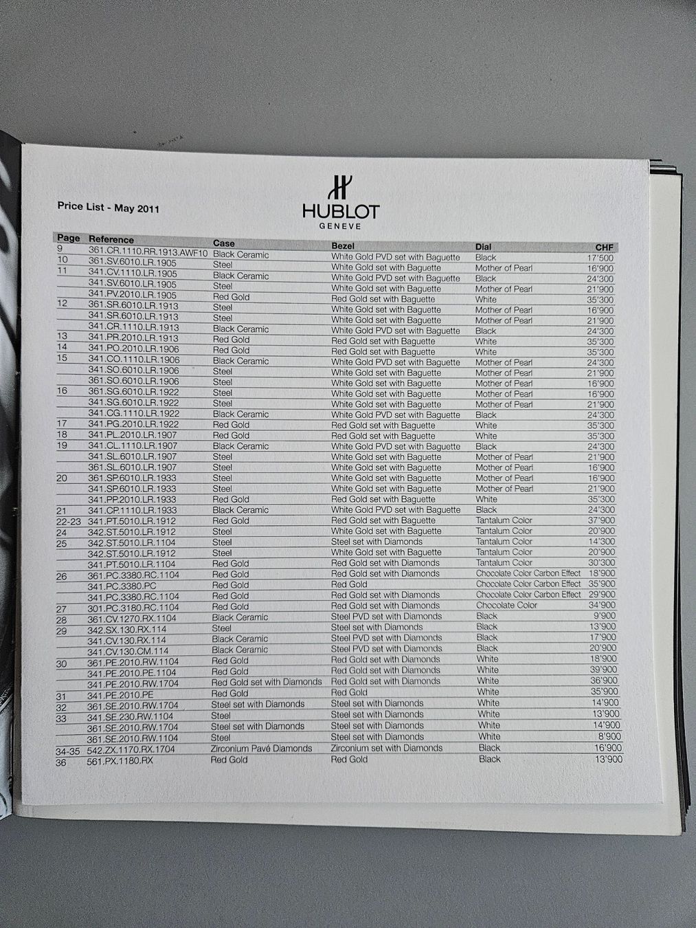 Documenti: Hublot Genève - Prospekt & Preisliste 2011 – Usato da Langendorf venduto da Bruenu 1